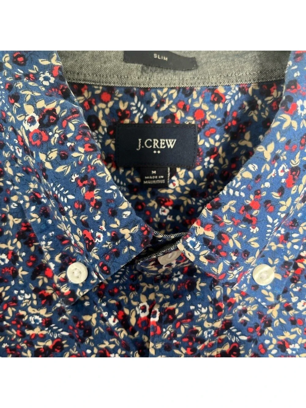 J.Crew Button-Up Patterned Blue Shirt, Medium, Gently Used